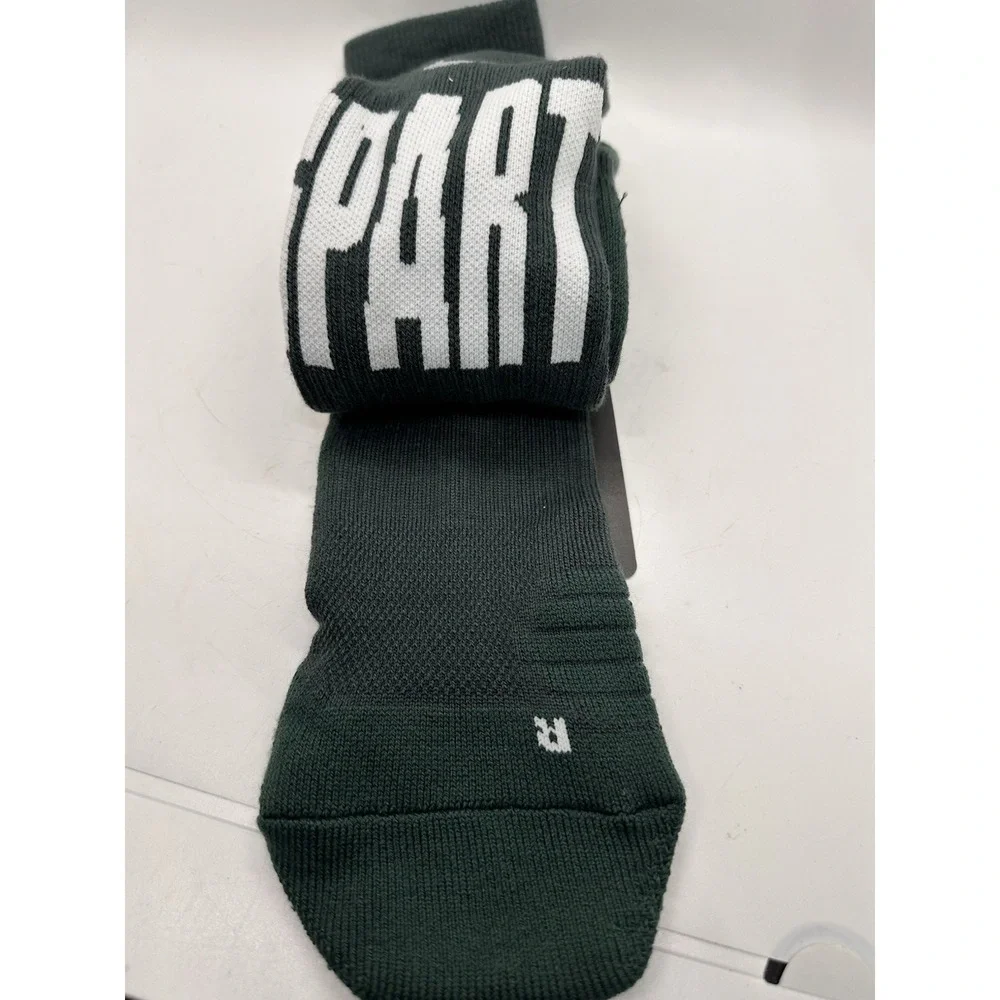 Nike Elite Crew Socks Michigan State Spartans Green White Size L Men 8-12 NWT‎